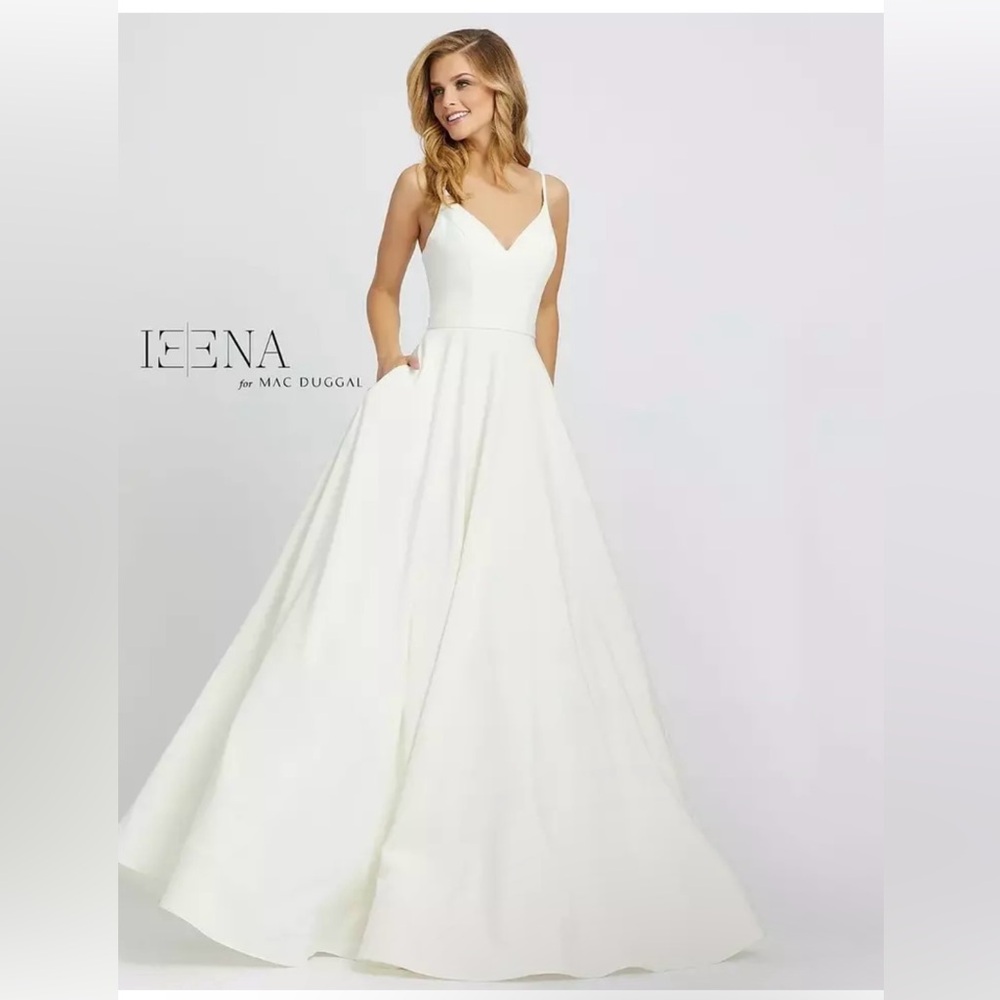 MAC DUGGAL V-Neck Crepe Ball Gown 
white size 10  Dress
$398.00